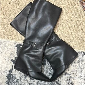 Black Leather Knee-High Boots